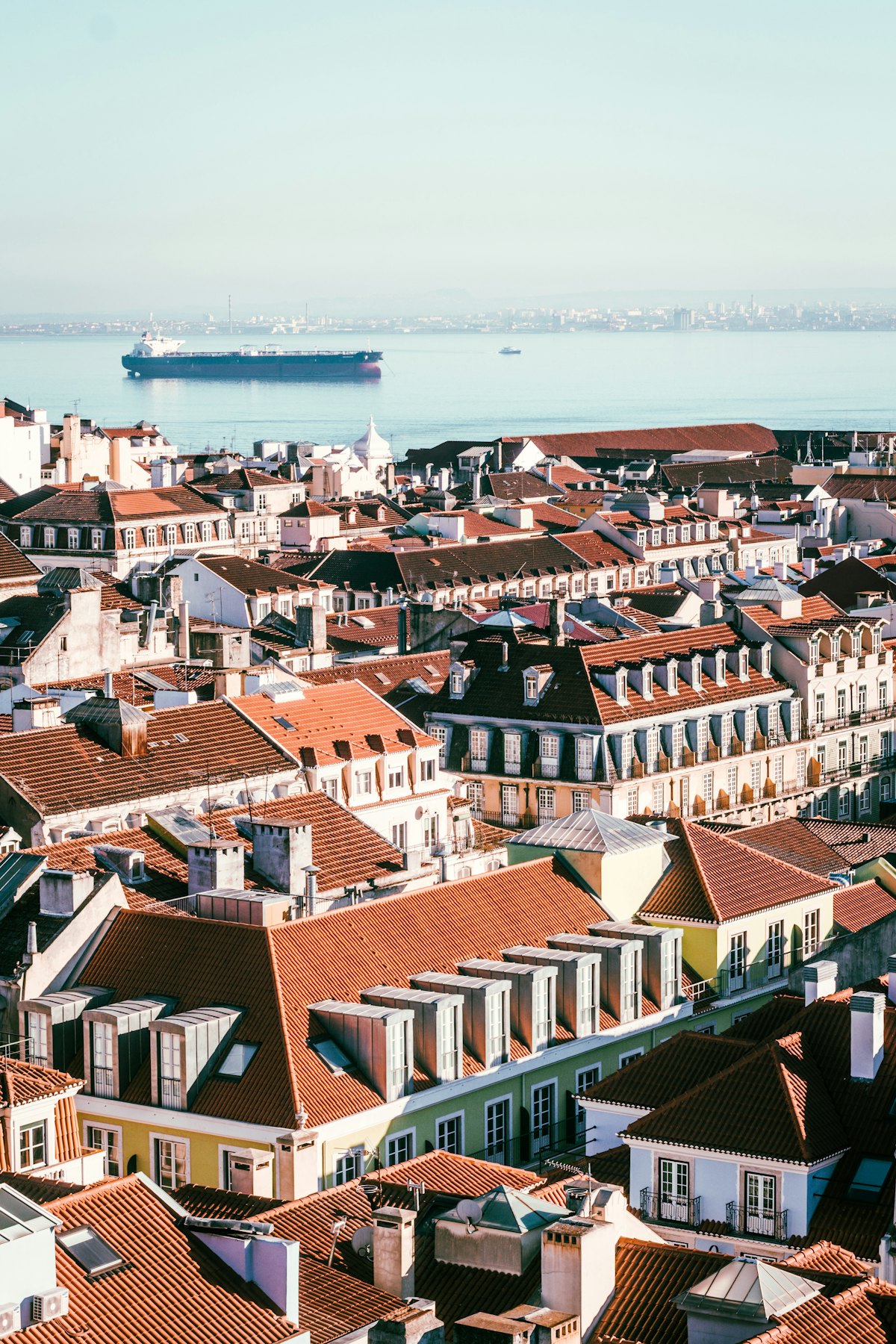 Warm evening light over the rooftops of Lisbon